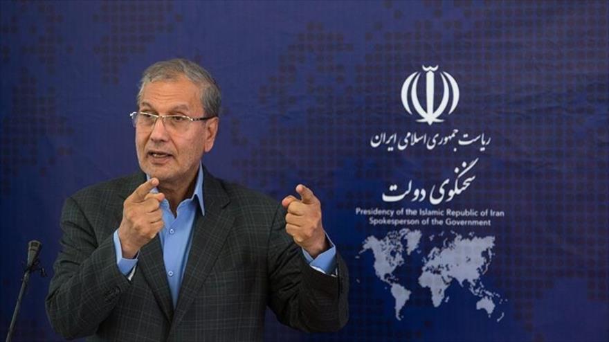 El portavoz del Gobierno de Irán, Ali Rabiei, en una conferencia de prensa, en Teherán (capital persa), 26 de agosto de 2019. (Foto: Tasnim)