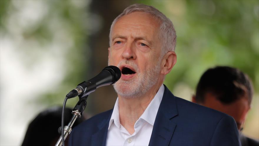 El líder laborista británico, Jeremy Corbyn, habla durante un acto en Londres, 4 de junio de 2019. (Foto: AFP)