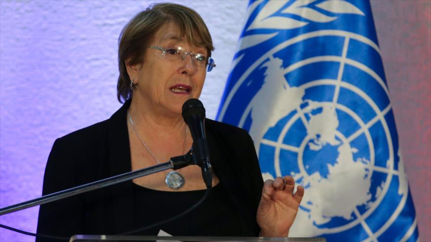 La alta comisionada de Derechos Humanos de la ONU, Michelle Bachelet, habla durante una rueda de prensa en Caracas, 21 de junio de 2019. (Foto: AFP)