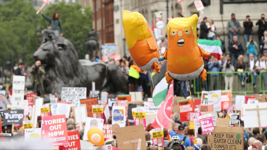 Protestan en Londres (capital británica) contra el presidente de EE.UU., Donald Trump, 4 de junio de 2019. (Foto: AFP)