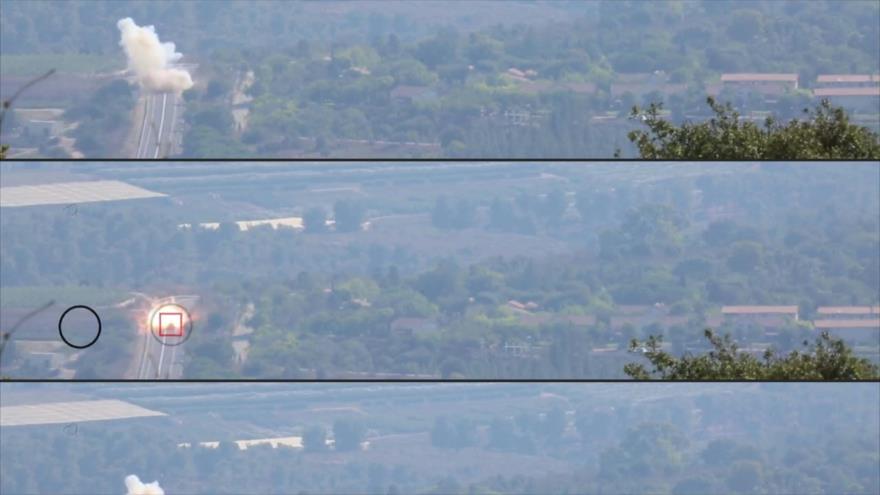 Una serie de capturas de un vídeo que muestra imágenes del ataque de Hezbolá contra un vehículo militar israelí, 1 de septiembre de 2019. (Foto: AFP)
