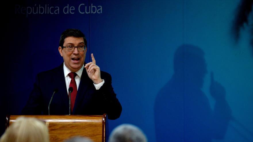 El canciller de Cuba, Bruno Rodríguez, habla durante una conferencia de prensa en La Habana, capital cubana, 25 de abril de 2019. (Foto: AFP)
