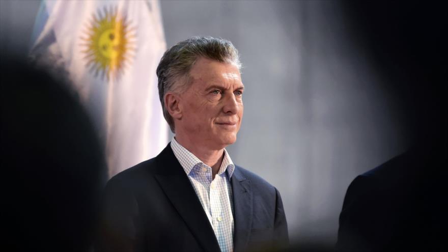 El presidente argentino, Mauricio Macri, durante la inauguración del cruce fronterizo Ayolas-Ituzaigo, 19 de agosto de 2019. (Foto: AFP)