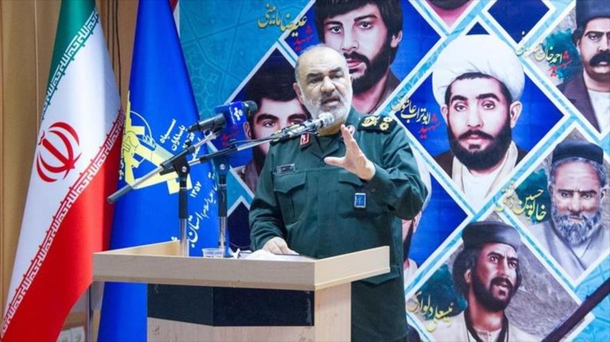El comandante en jefe del CGRI de Irán, el general de división Hosein Salami, habla en un acto en Bushehr (sur), 6 de septiembre de 2019.
