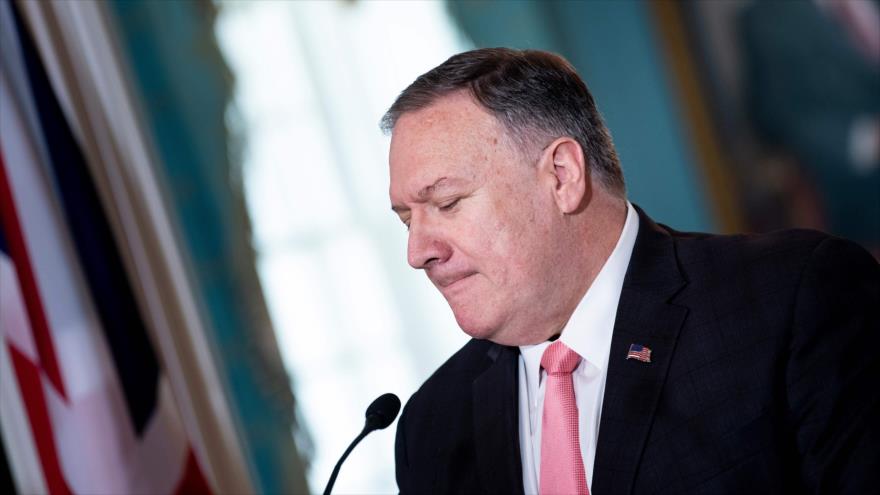 El secretario de Estado de EE.UU., Mike Pompeo, en una rueda de prensa en el Departamento de Estado, 7 de agosto de 2019. (Foto: AFP)