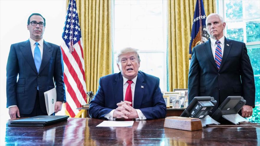 El presidente de EE.UU., Donald Trump, al anunciar nuevas sanciones contra Irán en el Despacho Oval, en la Casa Blanca, 24 de junio de 2019. (Foto: AFP)