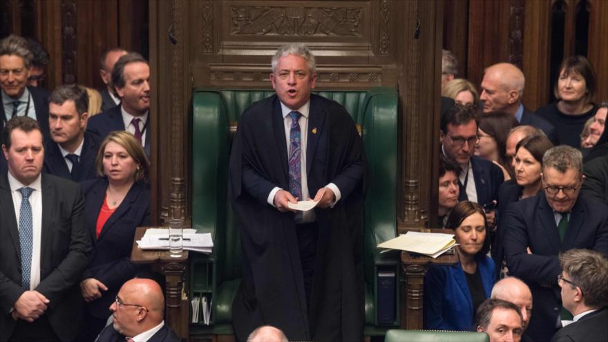 El presidente del Parlamento del Reino Unido, John Bercow (C) durante un debate, 29 de marzo de 2019. (Foto: AFP)