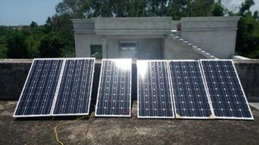 Vista de un panel solar