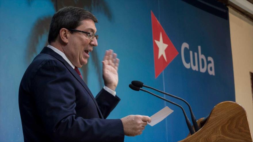 El canciller cubano, Bruno Rodríguez, ofrece una conferencia de prensa en La Habana (la capital). (Foto: EFE)