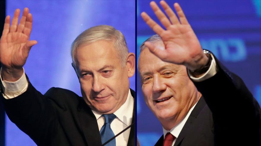 El premier israelí, Benjamín Netanyahu (izq.), y el antiguo jefe del estado mayor del ejército Benny Gantz.