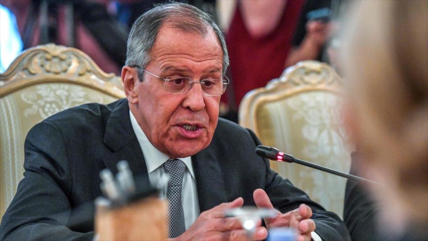 El ministro de Exteriores de Rusia, Serguéi Lavrov, en una reunión en Moscú (capital rusa), 21 de agosto de 2019. (Foto: AFP)