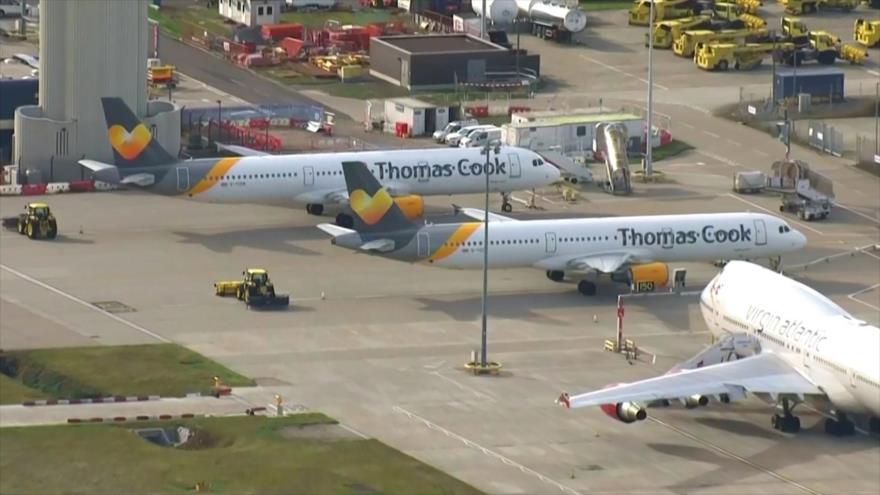 Compañía de viajes británica Thomas Cook cancela todos sus vuelos