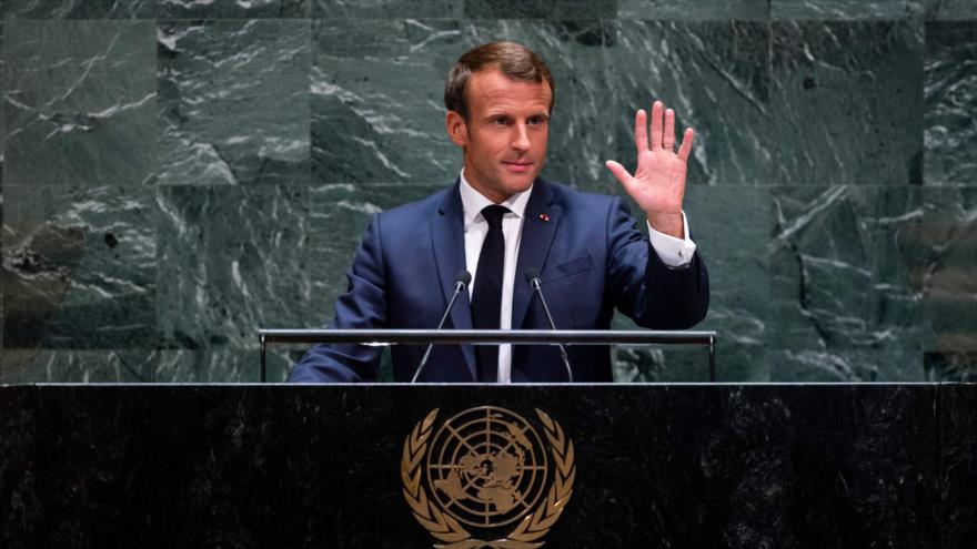 El presidente de Francia, Emmanuel Macron, habla en la Asamblea General de las Naciones Unidas, 24 de septiembre de 2019. (Foto: AFP)