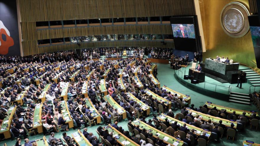 El presidente de EE.UU., Donald Trump, habla durante el 74.º período de sesiones de la Asamblea General de la ONU en Nueva York (EE.UU.), 24 de septiembre de 2019. (Foto: AFP)