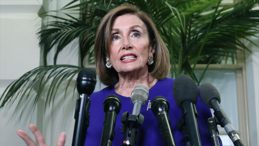 La presidenta de la Cámara de Representantes estadounidense, Nancy Pelosi, ofrece un discurso en Washington (capital), 24 de septiembre de 2019. (Foto: AFP) 