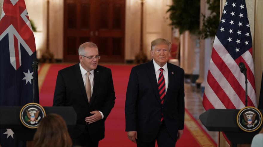 El presidente de EE.UU., Donald Trump (drcha.), y el premier australiano, Scott Morrison, en Washington, 20 de septiembre de 2019. (Foto: AFP)