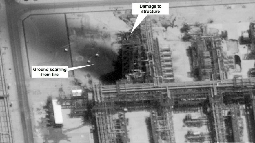 Instalaciones petroleras saudíes en Khurais, Arabia Saudí, dañadas por los ataques de drones yemeníes, 15 de septiembre de 2019. (Foto: AFP)
