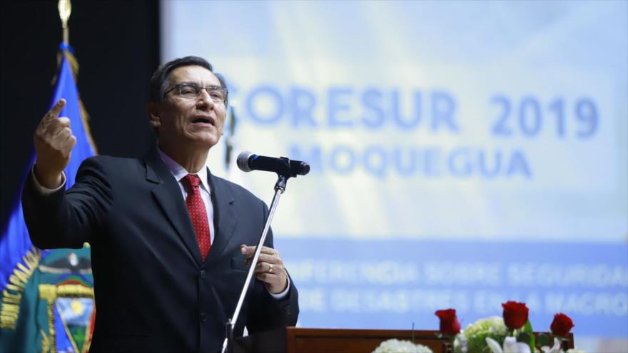 El presidente de Perú, Martín Vizcarra, en una rueda de prensa, 14 de septiembre de 2019. (Foto: gob.pe)