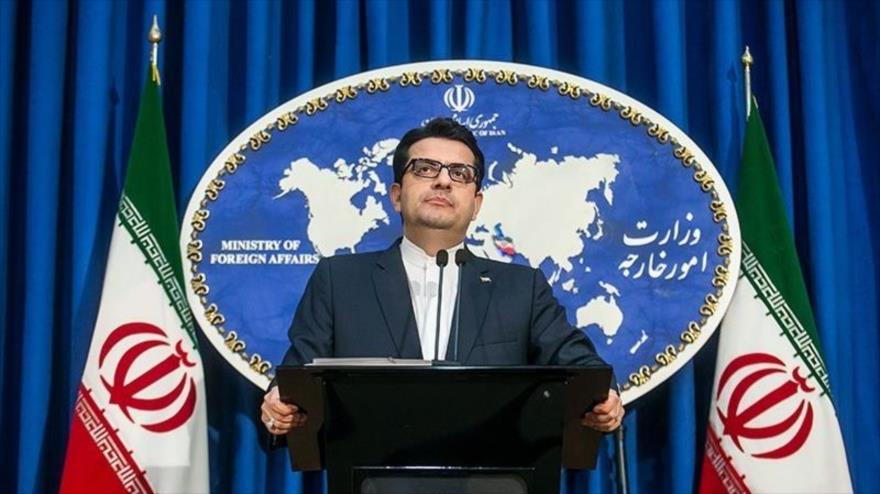 El portavoz de la Cancillería de Irán, Seyed Abás Musavi, en una conferencia de prensa en Teherán, la capital.