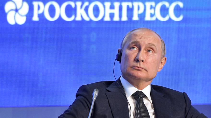 El presidente de Rusia, Vladimir Putin, durante una conferencia de prensa, Moscú, 2 de octubre de 2019. (Foto: Reuters)