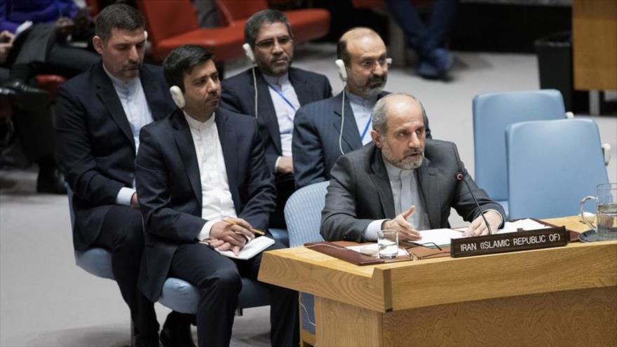 El embajador adjunto de Irán ante la ONU, Eshaq Ale-Habib, en una sesión del Consejo de Seguridad de Naciones Unidas (CSNU), 12 de diciembre de 2018.