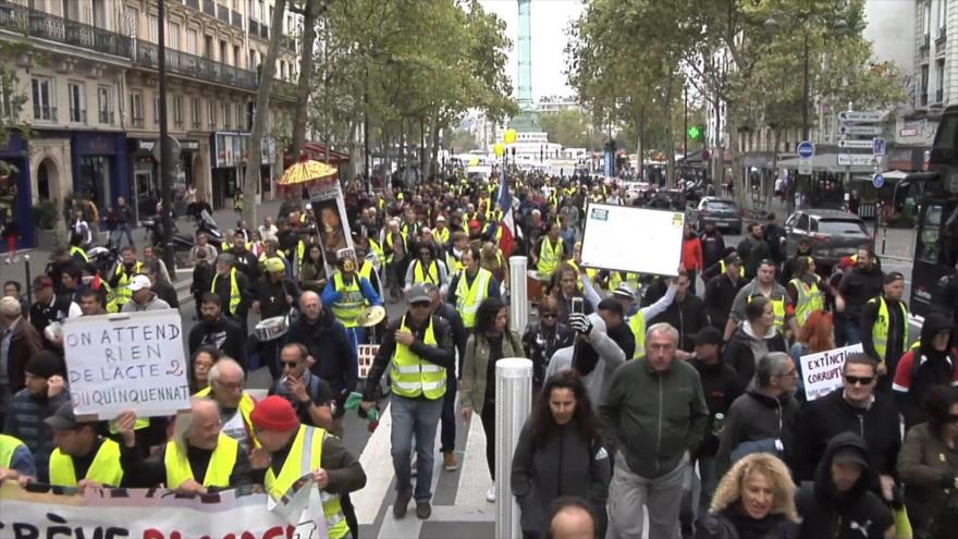 “Chalecos amarillos” protestan en Francia en su movilización 48