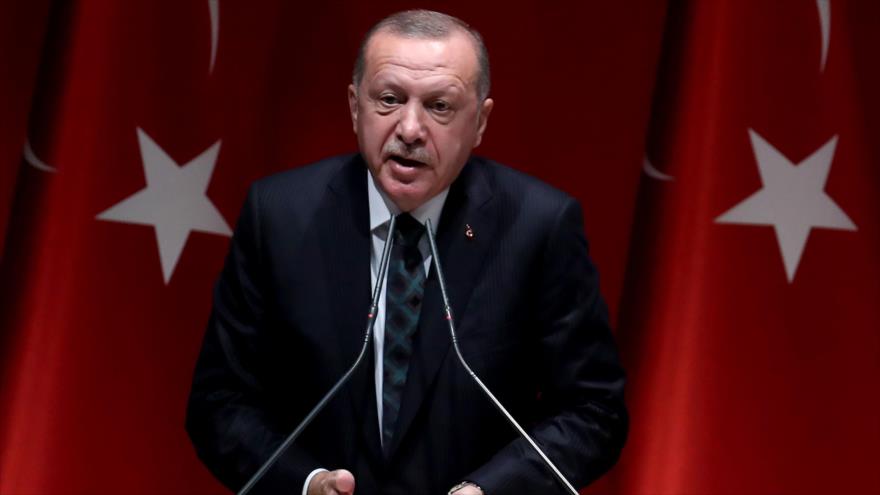 El presidente turco, Recep Tayyip Erdogan, durante una reunión en Ankara, (capital), 10 de octubre de 2019. (Foro: AFP)