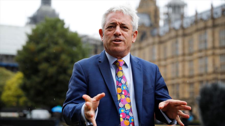 El presidente del Parlamento británico, John Bercow, habla a los medios en Londres, 24 de septiembre de 2019. (Foto: AFP)