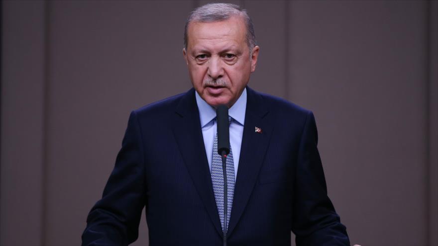 El presidente turco, Recep Tayyip Erdogan, ofrece un discurso en Ankara, 22 de octubre de 2019. (Foto: AFP)