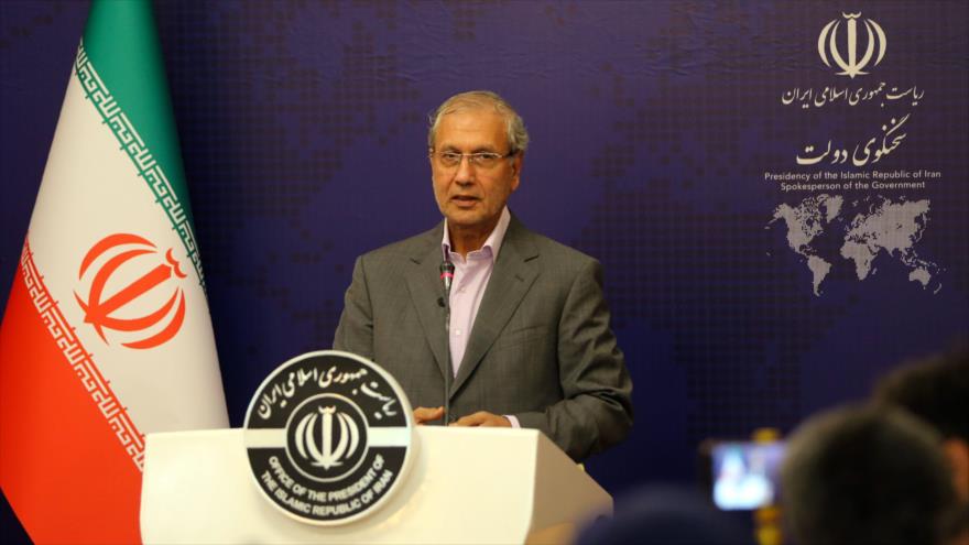 El portavoz del Gobierno de Irán, Ali Rabii, en la rueda de prensa en Teherán, 22 de julio de 2019. (Foto: IRNA)