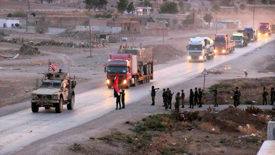 Un convoy militar estadounidense abandona Siria rumbo a Irak, 3 de noviembre de 2019. (Foto: SANA)