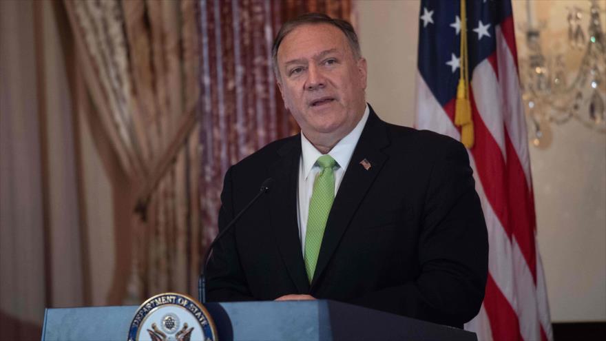 El jefe de la Diplomacia de EE.UU., Mike Pompeo, ofrece un discurso en la sede del Departamento de Estado, Washington, 31 de octubre de 2019. (Foto: AFP)