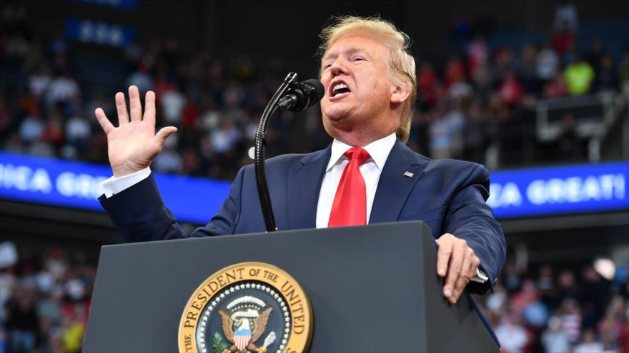 El presidente estadounidense, Donald Trump, habla durante un mitin en Lexington, Kentucky, 4 de noviembre de 2019. (Foto: AFP)