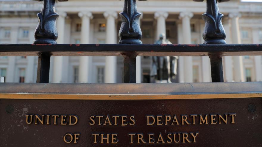 El Departamento del Tesoro de Estados Unidos en Washington D.C., capital.