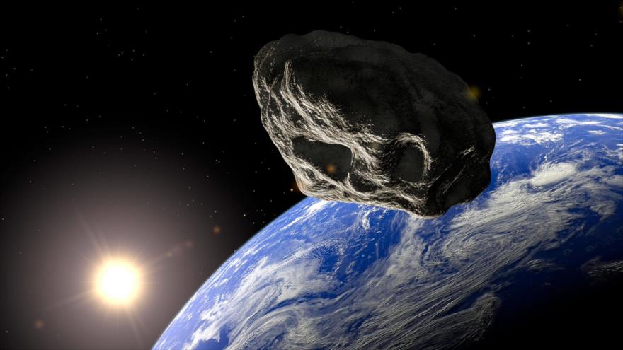 Una imagen ilustrativa de un asteroide acercándose a la Tierra.