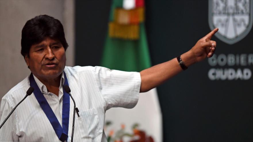 El expresidente boliviano Evo Morales ofrece un discurso en Palacio del Ayuntamiento, México, 13 de noviembre de 2019. (Foto: AFP)