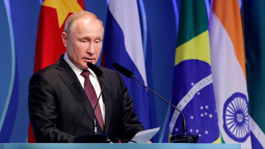 El presidente ruso, Vladimir Putin, en una reunión del BRICS en Brasilia, 13 de noviembre de 2019. (Foto: AFP)