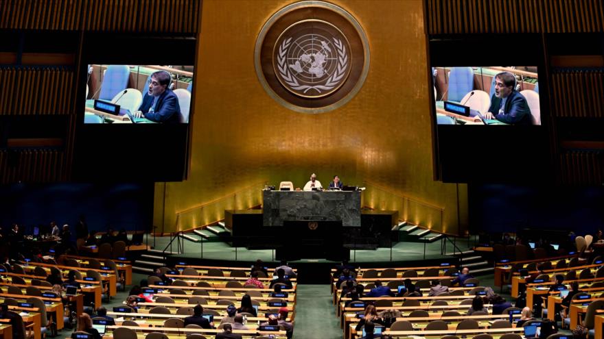 Un diplomático iraní ofrece un discurso ante la Asamblea General de Naciones Unidas, 28 de septiembre de 2019. (Foto: AFP)