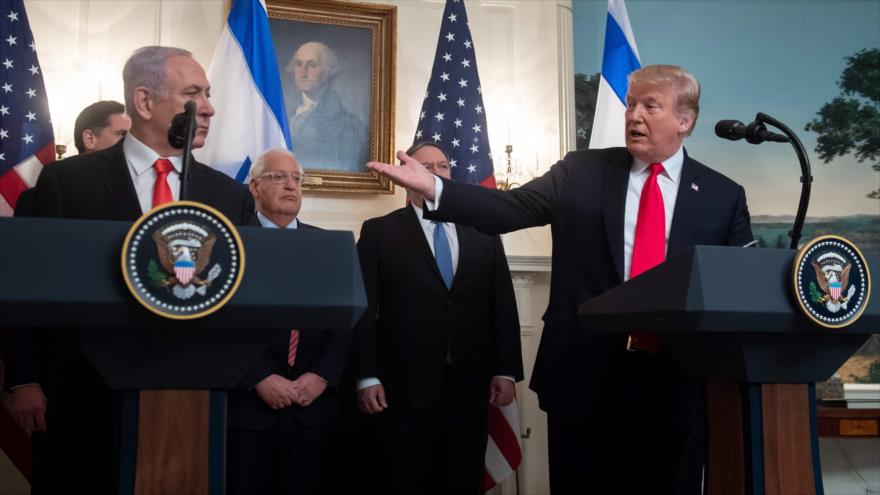 El presidente de EE.UU., Donald Trump, y el premier israelí, Benjamín Netanyahu, en una rueda de prensa en la Casa Blanca, 25 de marzo de 2019. (Foto: AFP)