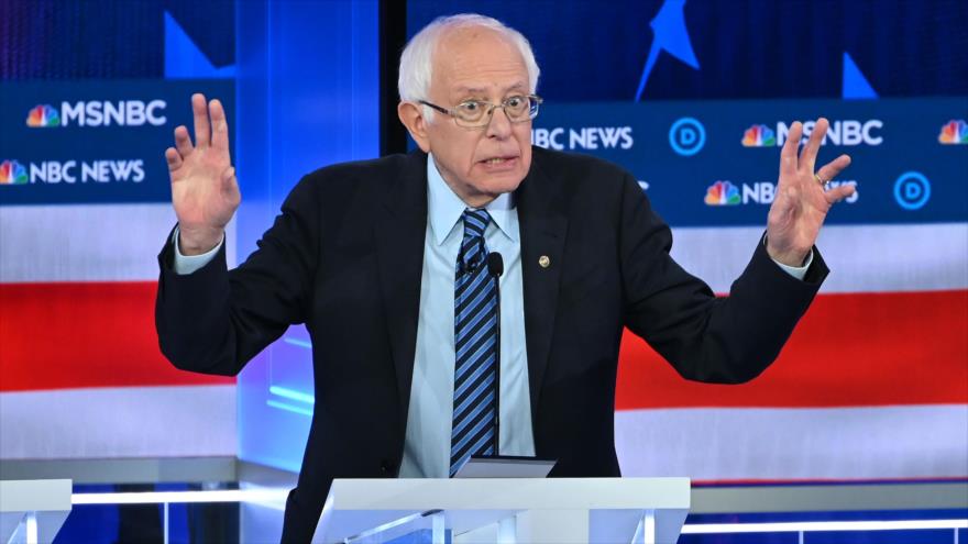 El aspirante a la Presidencia de EE.UU. Bernie Sanders en un debate electoral, Atalanta, Georgia, 20 de noviembre de 2019. (Foto: AFP)