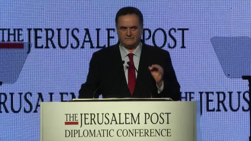 El canciller israelí, Yisrael Katz, habla en la Conferencia Diplomática de Jerusalem Post, 21 de noviembre de 2019.