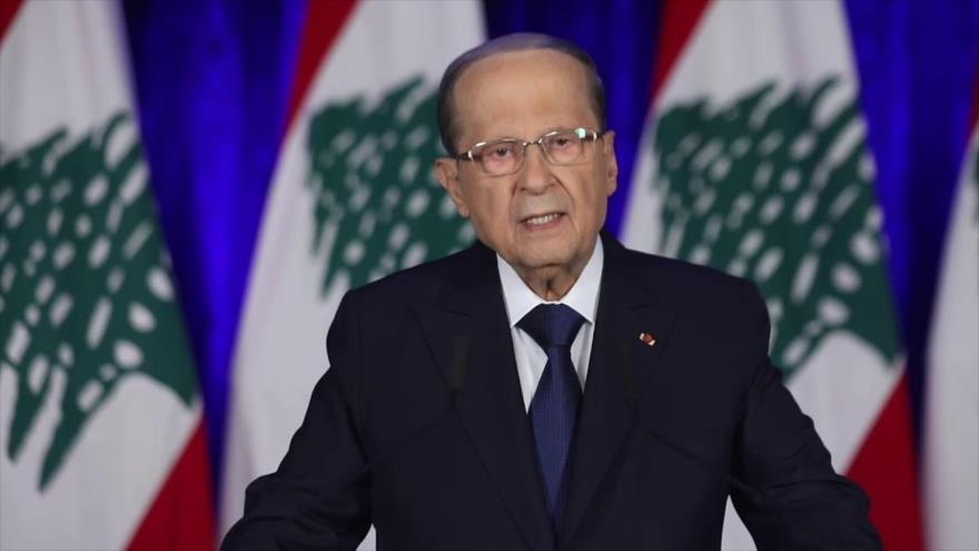 El presidente de El Líbano, Michel Aoun, ofrece un discurso en Beirut, la capital, 21 de noviembre de 2019.