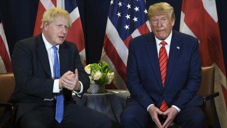 El premier británico, Boris Johnson (izda.), junto al presidente de EE.UU., Donald Trump, en marco de la reunión de la ONU, 24 de septiembre de 2019.