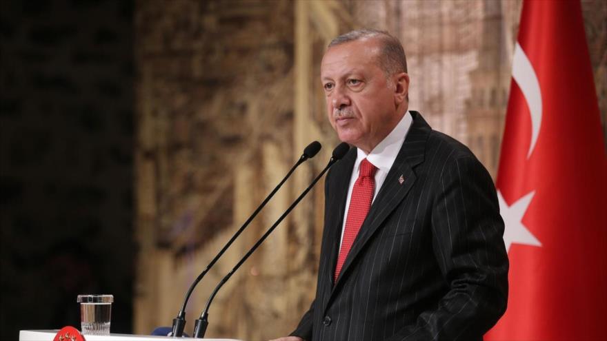 El presidente de Turquía, Recep Tayyip Erdogan, pronuncia un discurso en un evento en Ankara.