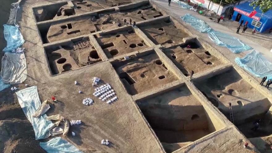 Los graneros de 4 mil de años de antigüedad, hallados en la ciudad de Huaiyang, en la provincia central de Henan, China.