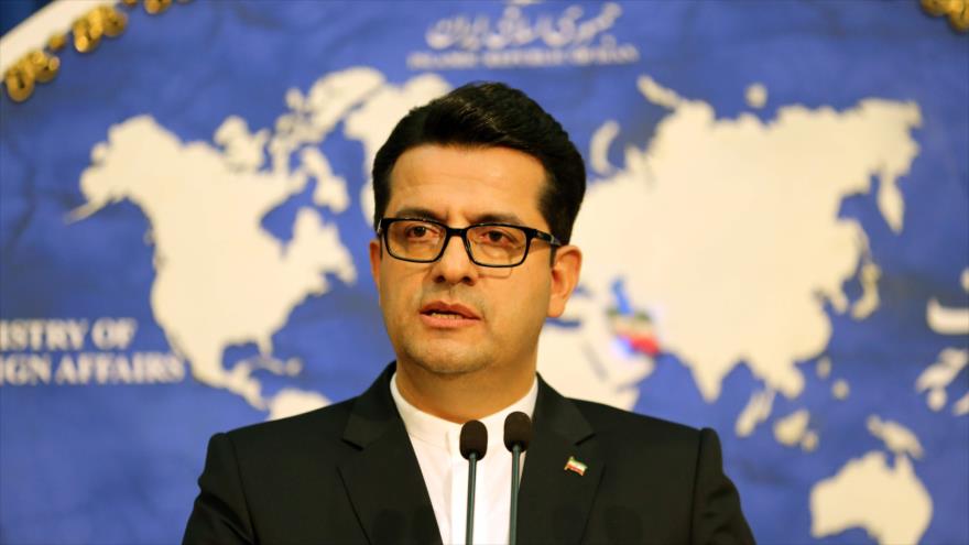 El portavoz de la Cancillería de Irán, Seyed Abás Musavi, en una rueda de prensa en Teherán (la capital), 28 de mayo de 2019. (Foto: AFP)