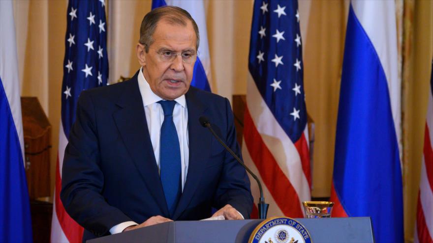 El canciller ruso, Serguéi Lavrov, en una conferencia de prensa en Washington, 10 de diciembre de 2019. (Foto: AFP)