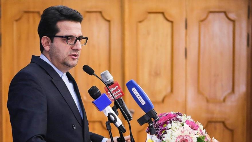 Portavoz de la Cancillería iraní, Seyed Abás Musavi, habla en una rueda de prensa en Tabriz (noroeste), 14 de diciembre de 2019. (Foto: IRNA)