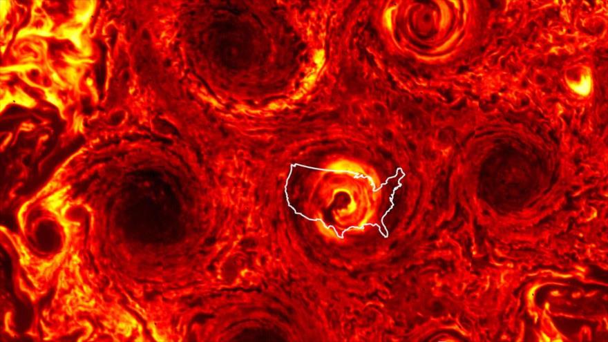 NASA capta un ‘aro del infierno’ del tamaño de Texas en Júpiter | HISPANTV