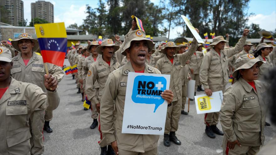 Un desfile de la Milicia Nacional Bolivariana en Caracas, capital de Venezuela, 17 de septiembre de 2019. (Foto: AFP)
